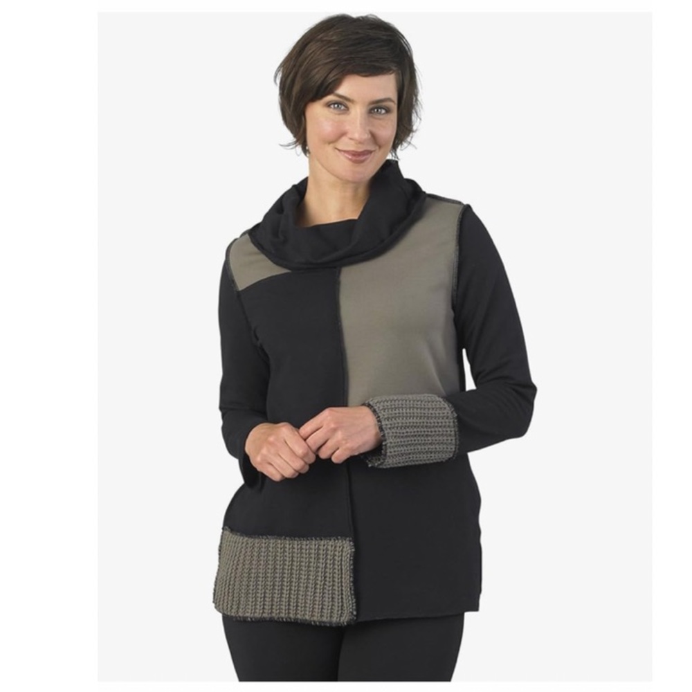 Neon Buddha Patchwork Cowl Neck Colorblock Pullov… - image 1